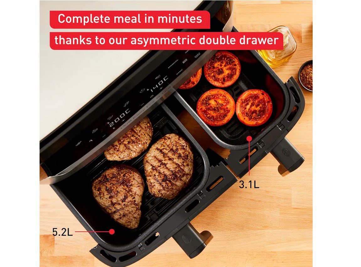 Tefal Airfryer & Grill |Dual Easy Fry & Grill | 8.3 L | Dual Drawers | 8 Pre-Set Cooking Programs | Dishwasher-Safe Parts