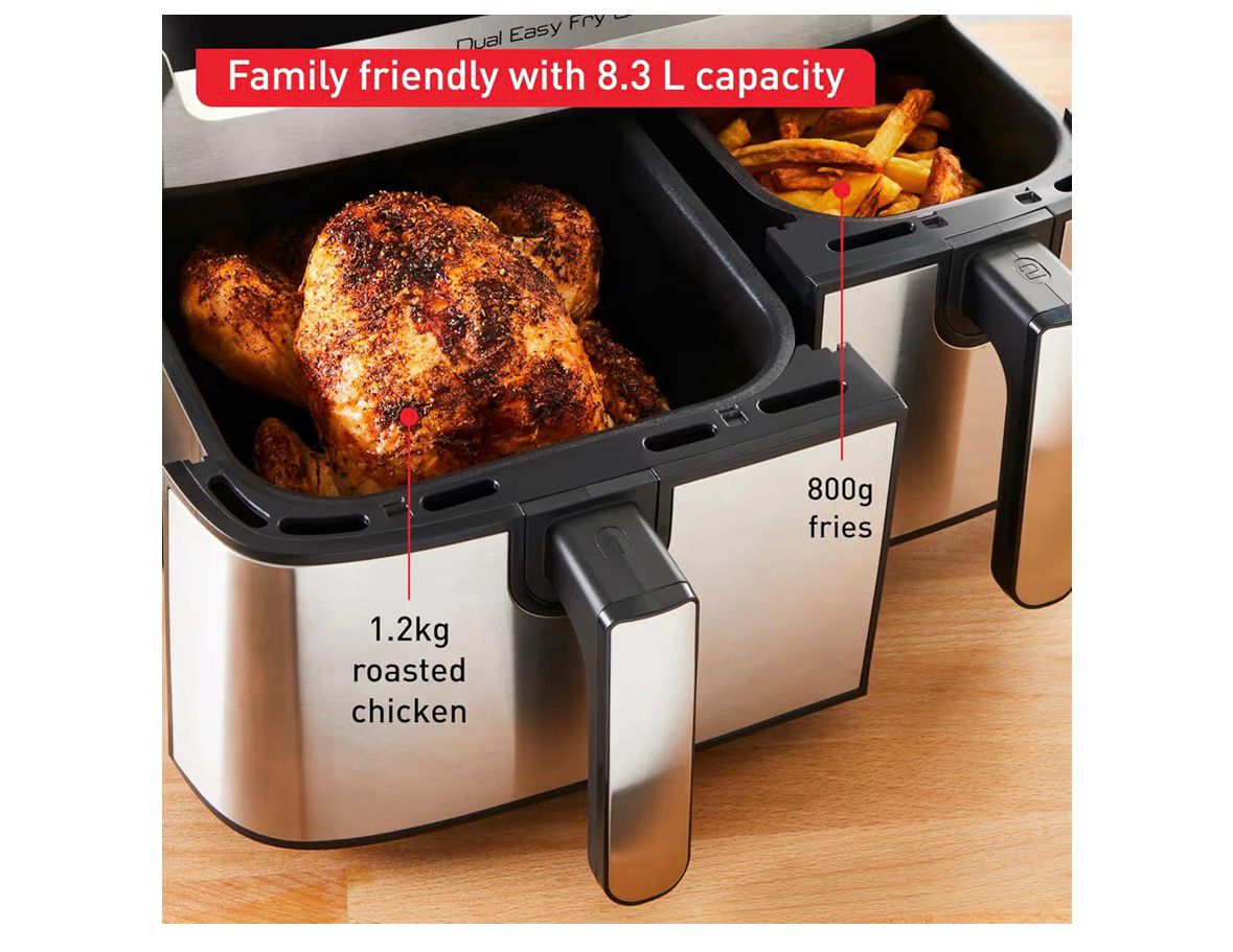 Tefal Airfryer & Grill |Dual Easy Fry & Grill | 8.3 L | Dual Drawers | 8 Pre-Set Cooking Programs | Dishwasher-Safe Parts