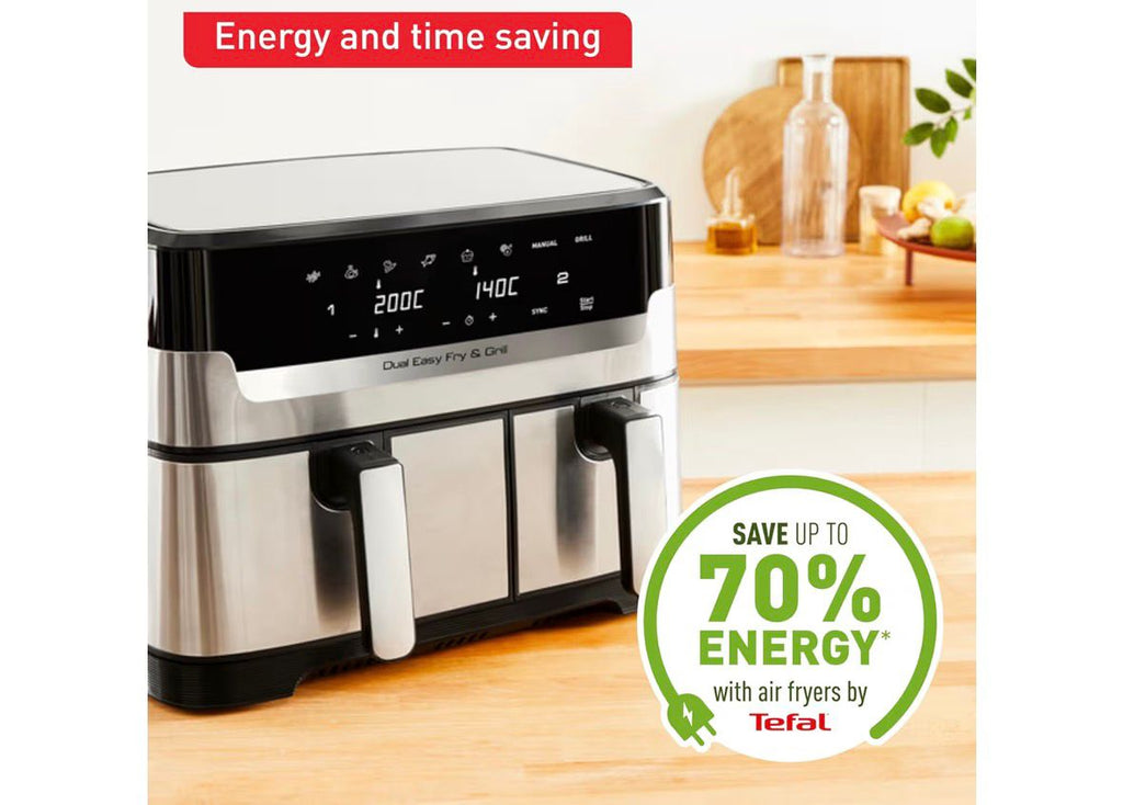 Tefal Airfryer & Grill |Dual Easy Fry & Grill | 8.3 L | Dual Drawers | 8 Pre-Set Cooking Programs | Dishwasher-Safe Parts