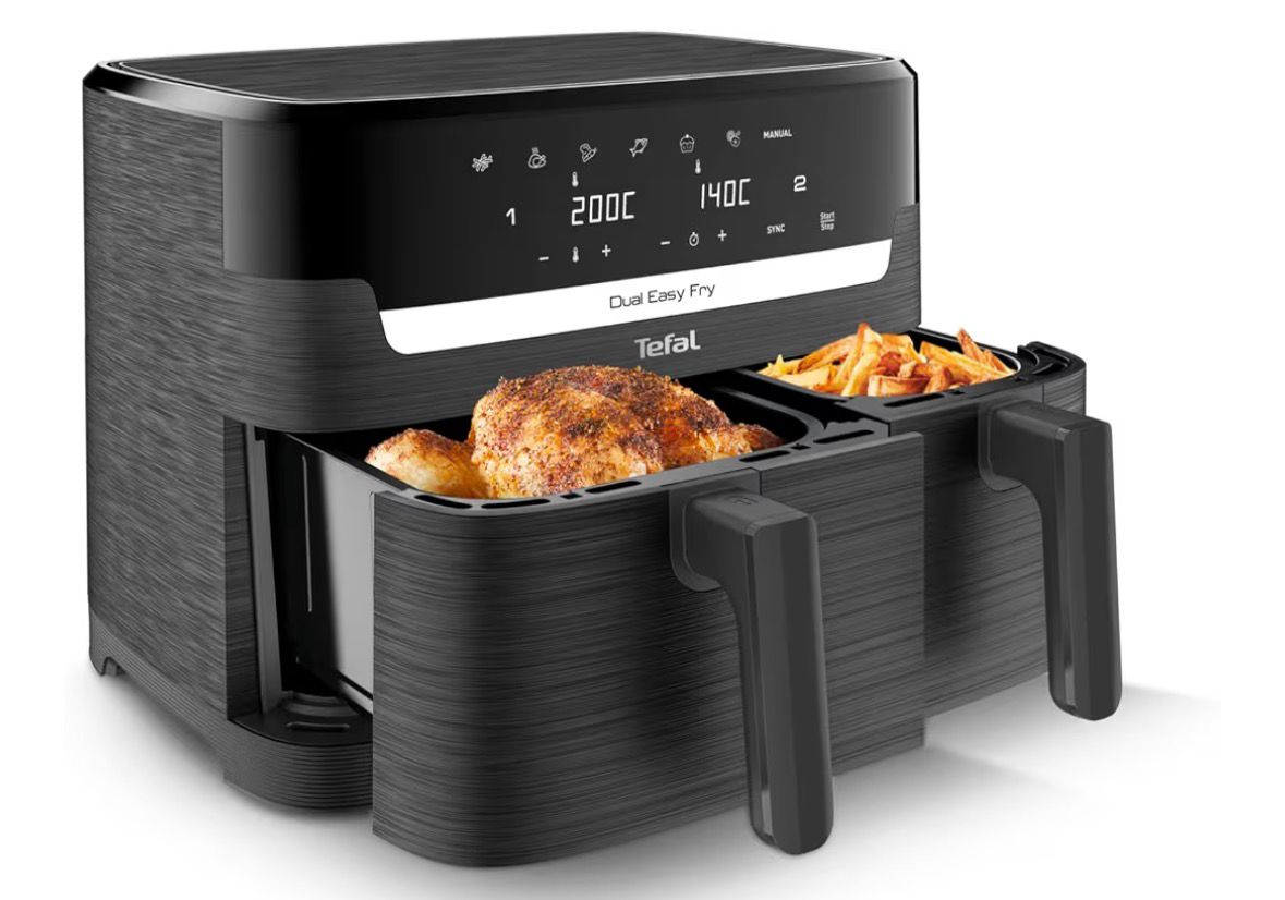 Tefal Airfryer & Grill |Dual Easy Fry & Grill | 8.3 L | Dual Drawers | 8 Pre-Set Cooking Programs | Dishwasher-Safe Parts